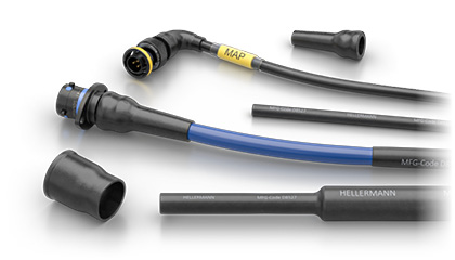 HellermannTyton heat shrink boots and tubing for Souriau 8STA motorsport connectors and wire harnesses