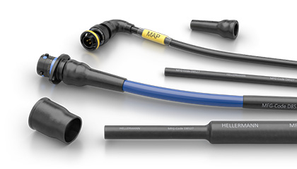 HellermannTyton heat shrink boots and tubing for Souriau 8STA motorsport connectors and wire harnesses