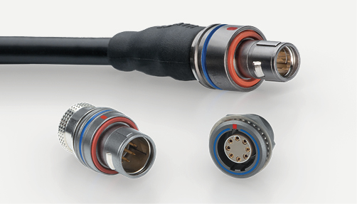 The LEMO F series connectors with a compact push-pull coupling mechanism for motorsport and autosport