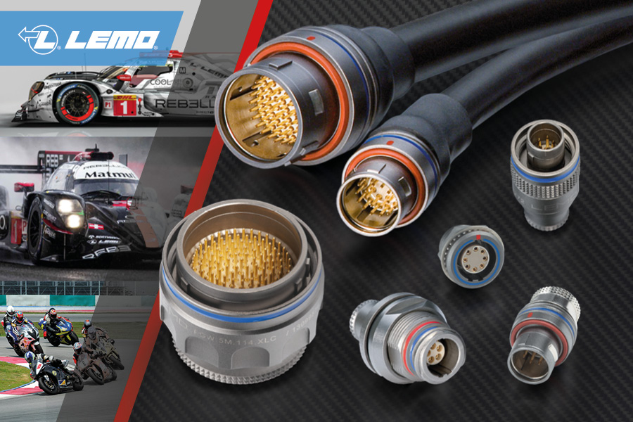 Lemo circular connectors, F-series and M-series, for autosport and motorsport applications